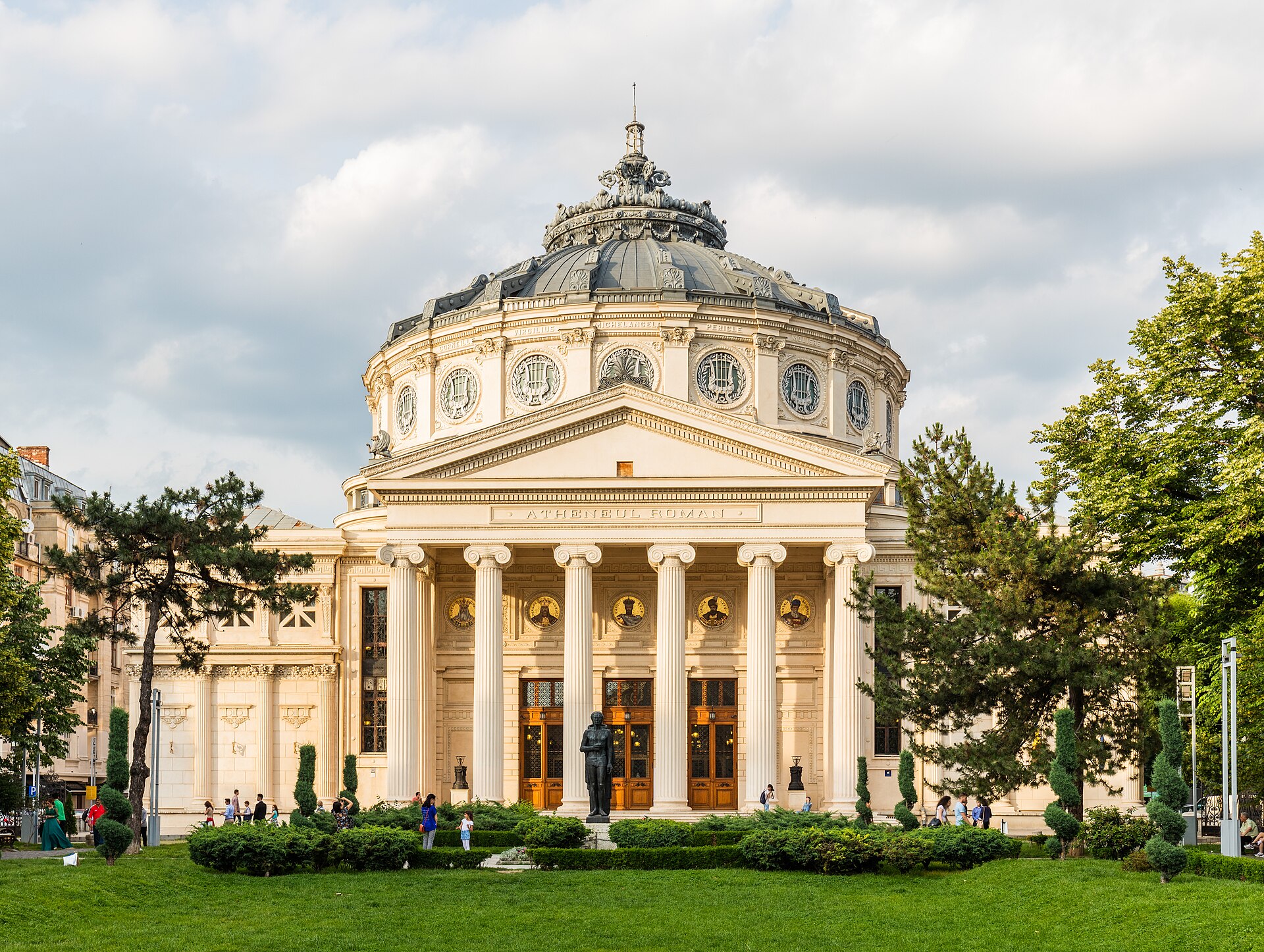 The Romanian Athenaeum, with its dome and entrance columns